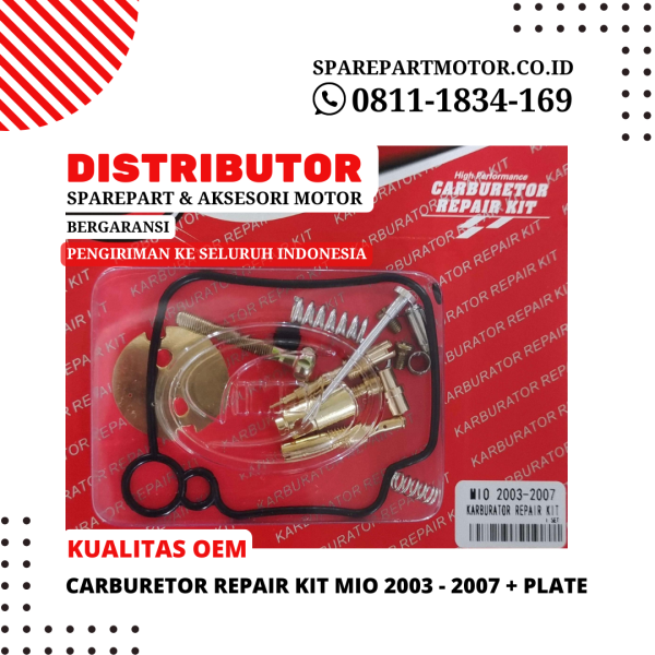 CARBURETOR REPAIR KIT MIO 2003 – 2007 + PLATE